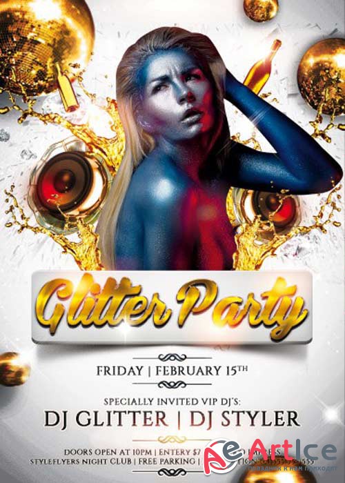 Glitter Party V2 Flyer PSD Template + Facebook Cover