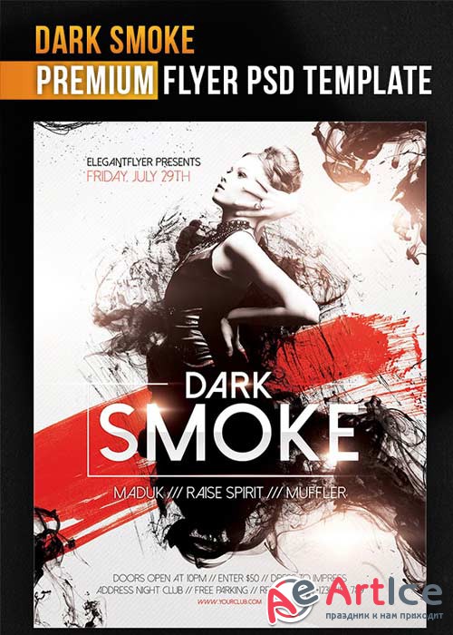 Dark Smoke Flyer PSD Template + Facebook Cover