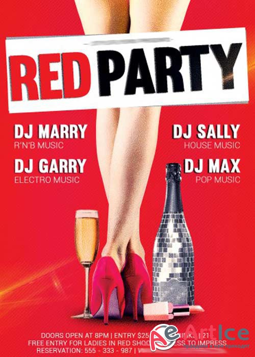 Red party V5 Flyer PSD Template + Facebook Cover