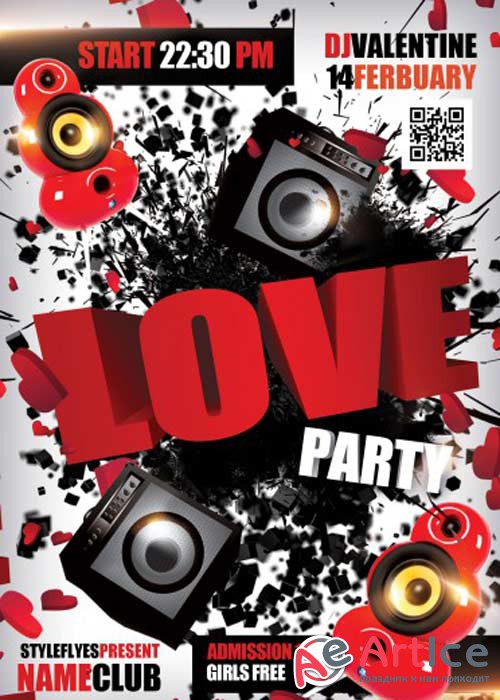 Love Party V10 PSD Flyer Template with Facebook Cover