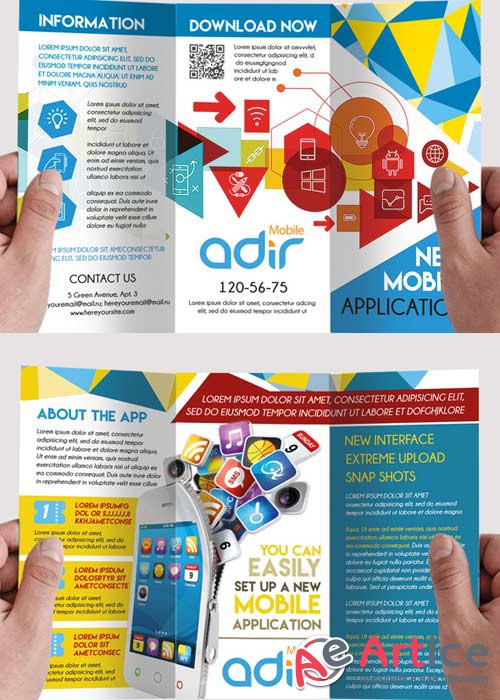 Mobile Application Premium Tri-Fold PSD Brochure Template