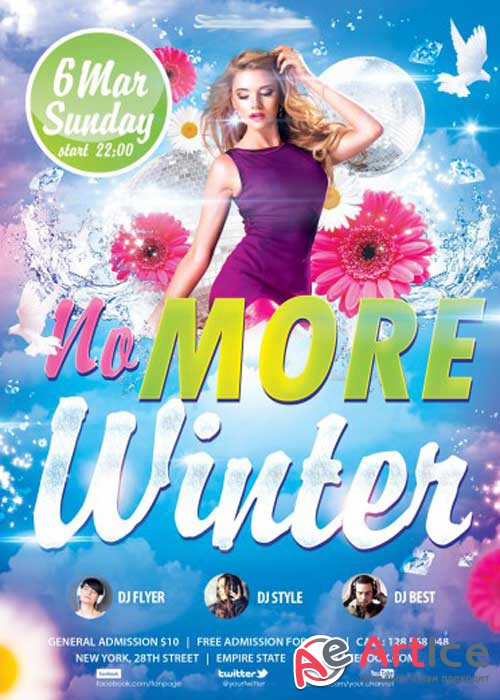 No More Winter party PSD Flyer Template with Facebook Cover