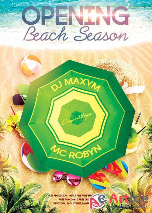 Opening Beach Season Flyer PSD Template + Facebook Cover