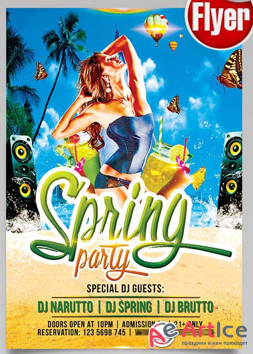 Spring Party V8 Flyer PSD Template + Facebook Cover