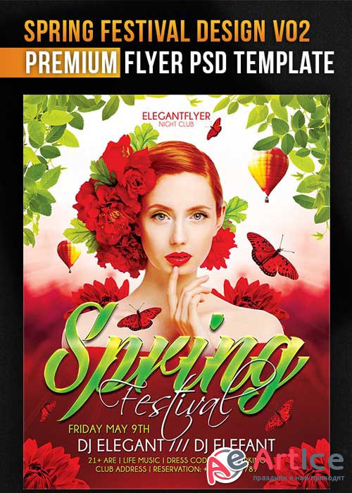 Spring Festival Design V02 Flyer PSD Template + Facebook Cover