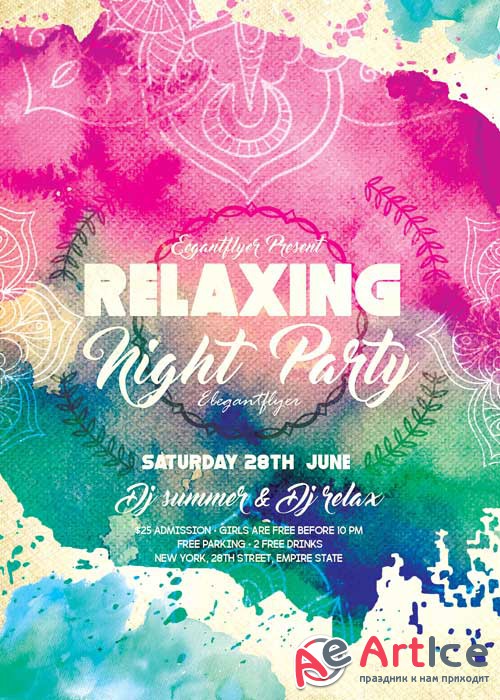 Relaxing Night Party Flyer PSD Template + Facebook Cover