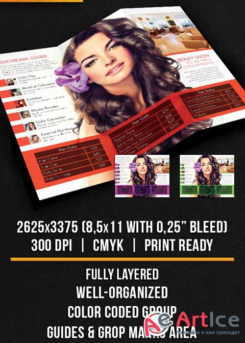 Beauty Salon Tri-Fold Brochure PSD Template