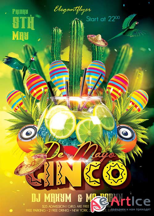 Cinco De Mayo V02 Flyer PSD Template + Facebook Cover