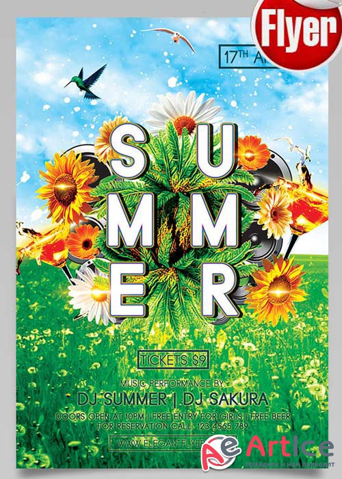 Summer Party V10 Flyer PSD Template + Facebook Cover