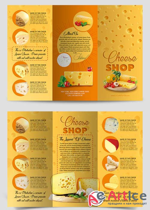 Cheese Shop Tri-Fold Brochure PSD Template