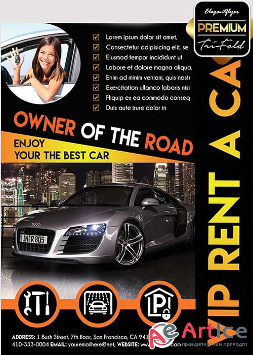 Rent Car Flyer V3 PSD Template + Facebook Cover