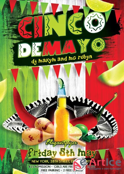 Cinco De Mayo V03 Flyer PSD Template + Facebook Cover