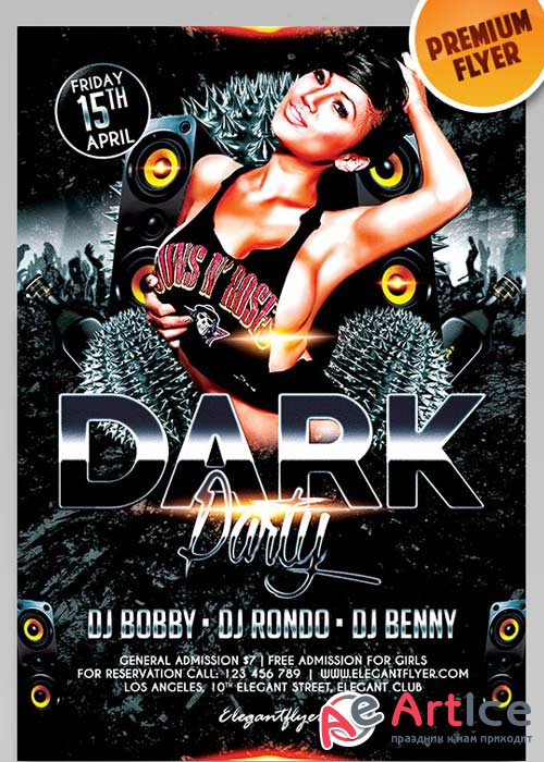 Dark Party V3 Flyer PSD Template + Facebook Cover