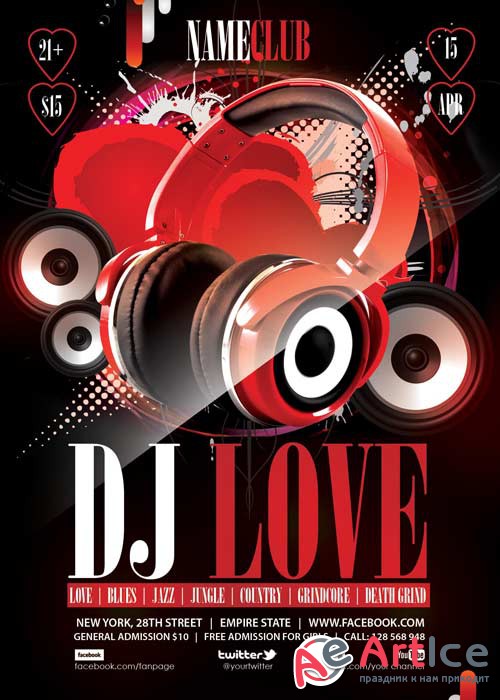 Dj Love PSD Flyer Template