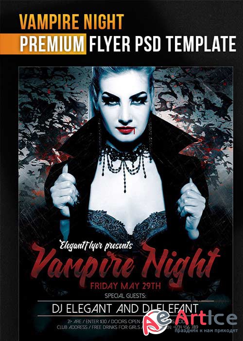 Vampire Night Flyer PSD Template + Facebook Cover