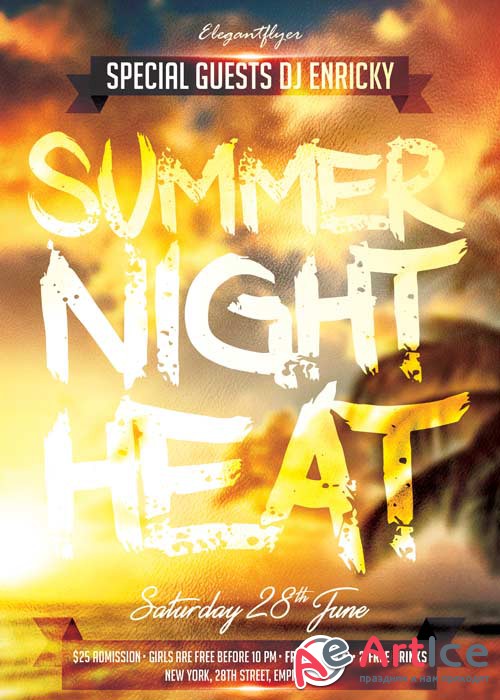 Summer Night Heat Flyer PSD Template + Facebook Cover