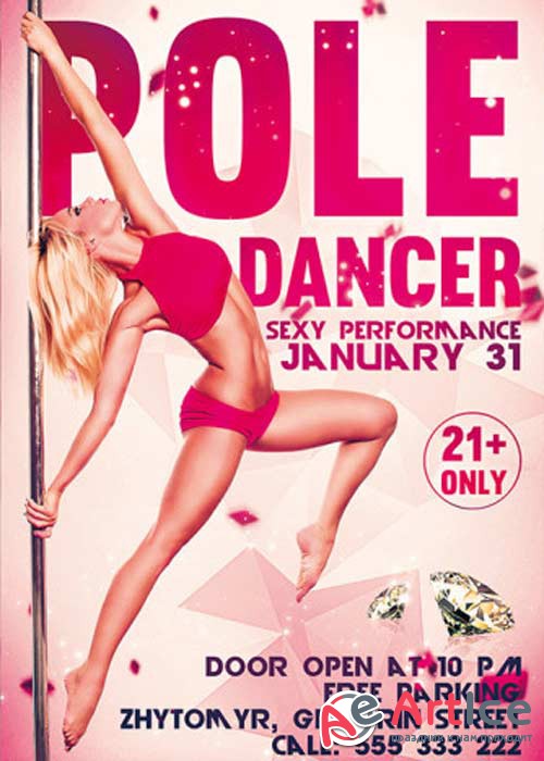 Pole Dancer V1 Party Flyer PSD Template