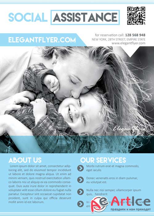 Social Assistance Flyer PSD Template + Facebook Cover