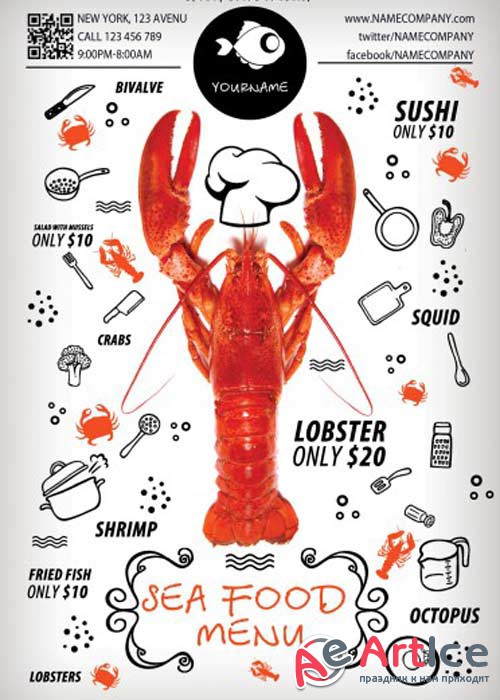 Sea Food Menu PSD Flyer Template