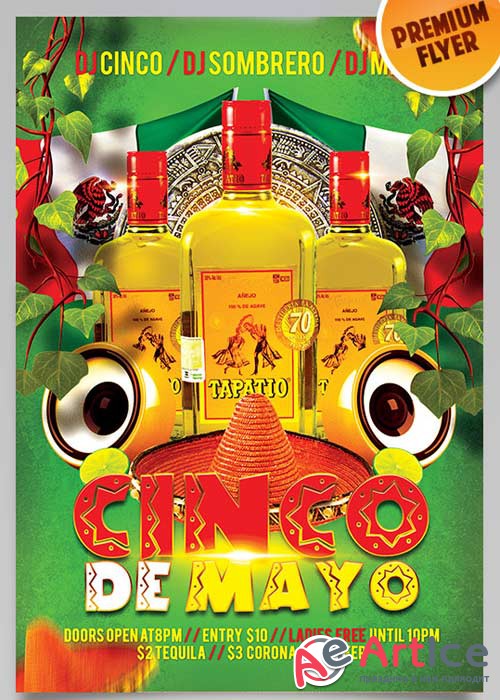 Cinco De Mayo V7 Flyer PSD Template + Facebook Cover