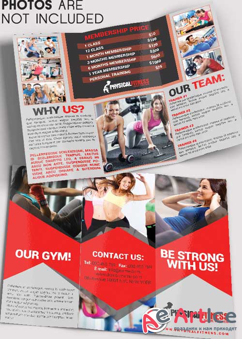 Fitness V3 Tri-Fold Brochure PSD Template