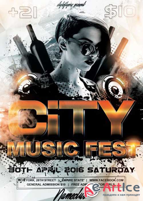 City Music Fest PSD Flyer Template