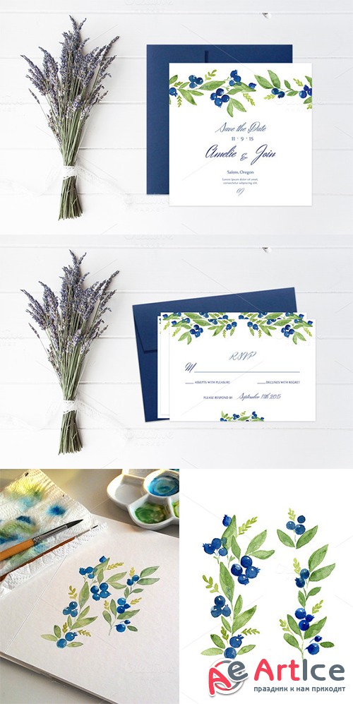 Blueberry Wedding Collection - Creativemarket 367791