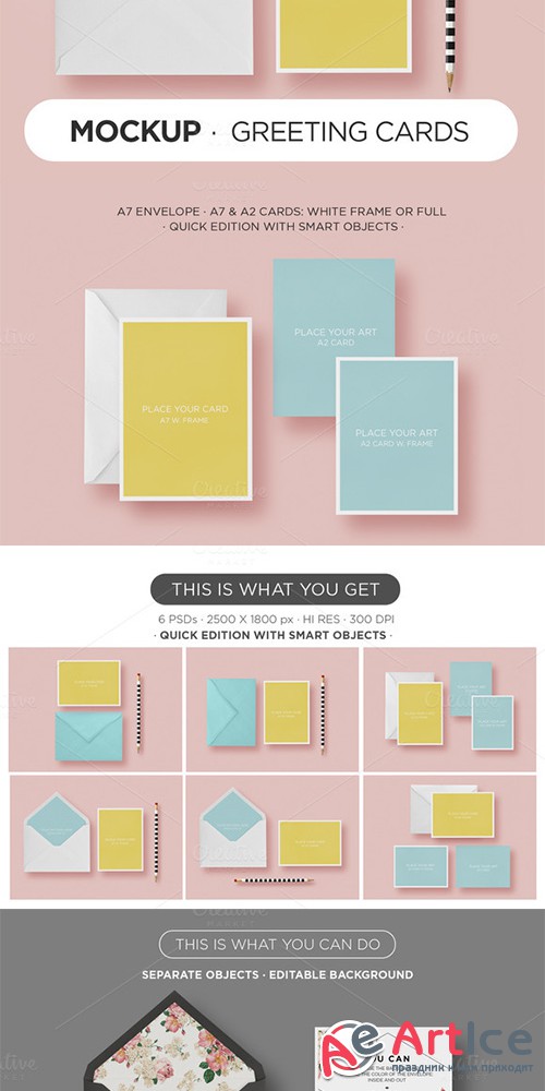 Mockup - HappyChic Card & Envelope - Creativemarket 247288