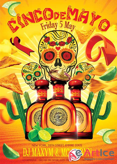 Cinco de Mayo V05 Flyer PSD Template + Facebook Cover