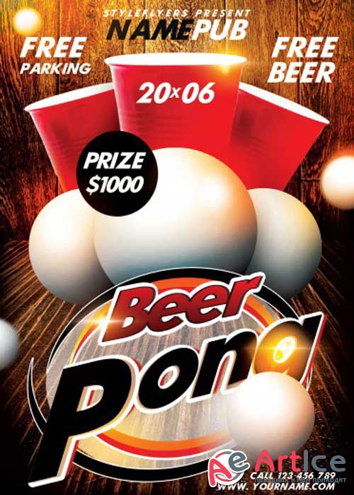 Beer Pong Party PSD Flyer Template