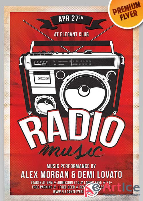 Retro Music Radio V1 Flyer PSD Template + Facebook Cover