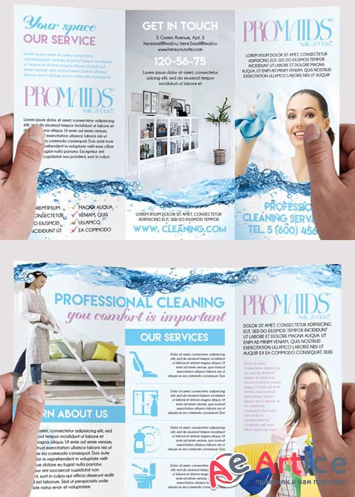 Cleaning Service Premium Tri-Fold PSD Brochure Template