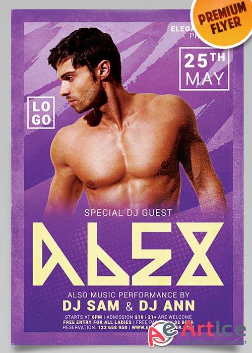 Dj Alex Flyer PSD Template + Facebook Cover