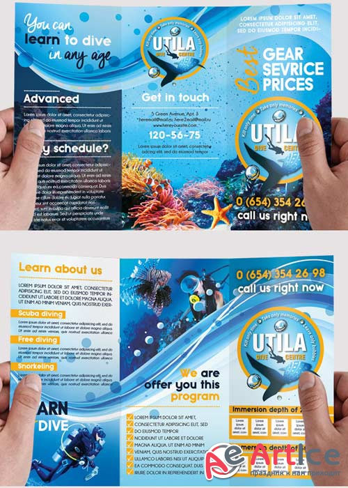 Diving Premium Tri-Fold PSD Brochure Template