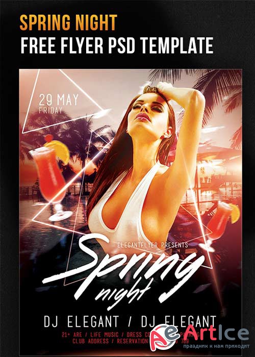 Spring Night V12 Flyer PSD Template + Facebook Cover