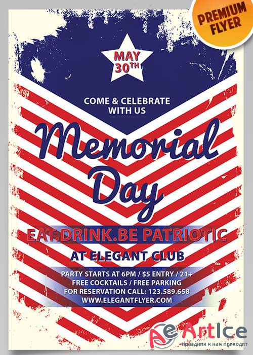 Memorial Day V9 Flyer PSD Template + Facebook Cover