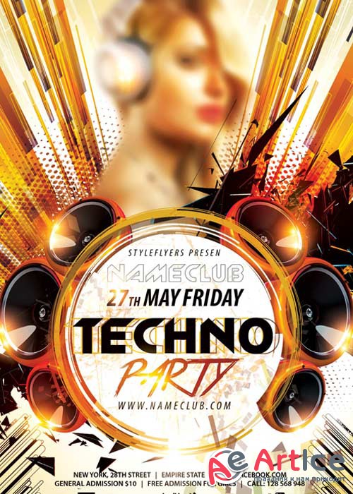 Techno Party PSD Flyer Template