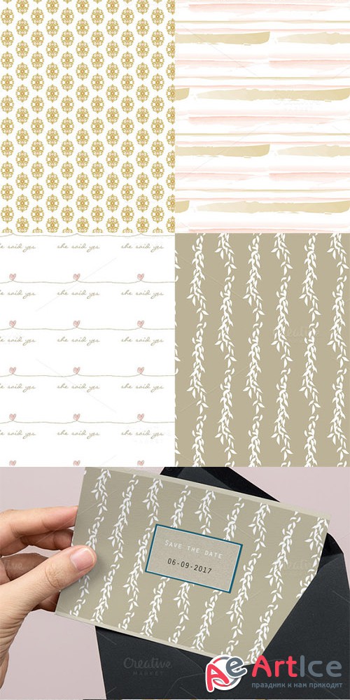 Wedding Seamless Patterns set of 4 - Creativemarket 580142