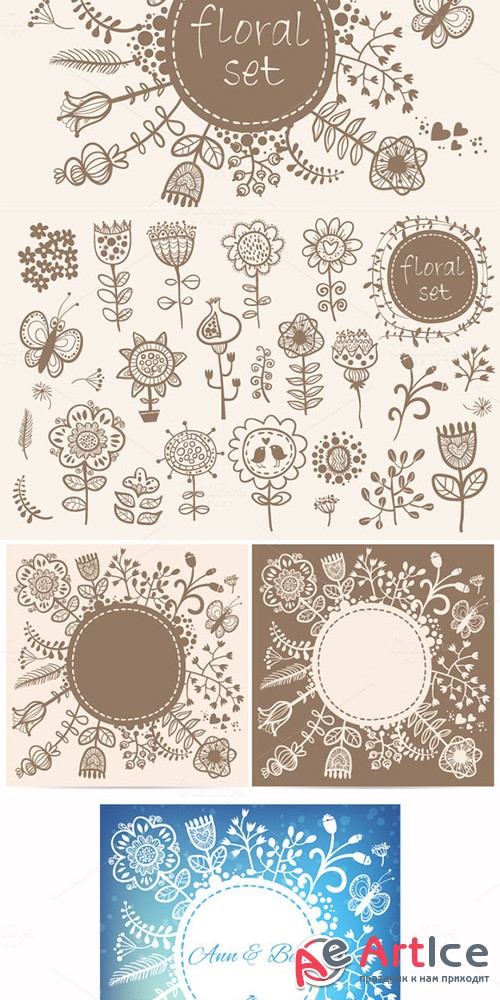 Floral set - Creativemarket 58748