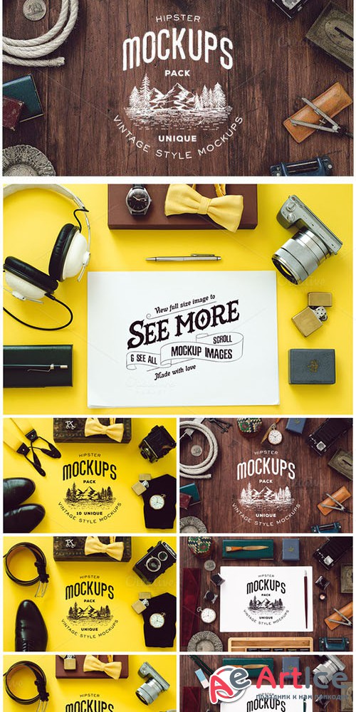 10 Hipster Mockups Pack - Creativemarket 413375