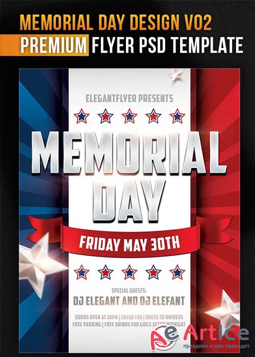 Memorial Day Design V02 Flyer PSD Template + Facebook Cover