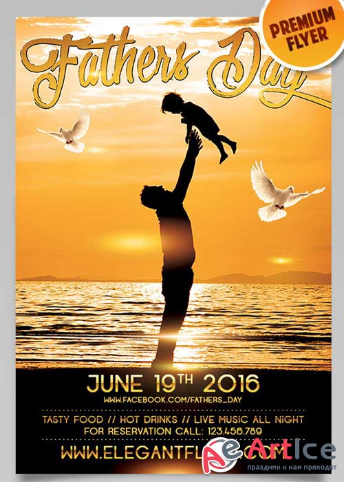 Fathers Day Celebration V4 Flyer PSD Template + Facebook Cover