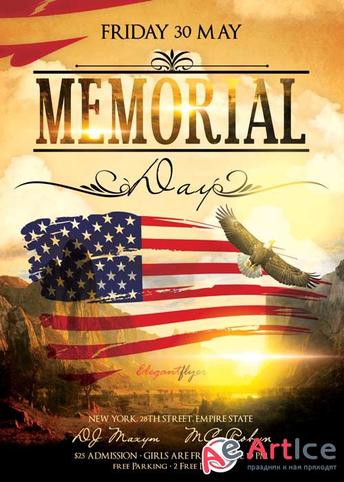 Memorial Day V02 Flyer PSD Template + Facebook Cover