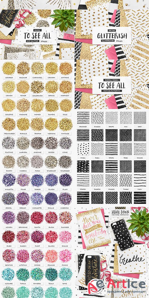 100 Glitter AI Styles + EXTRAS - Creativemarket 517714