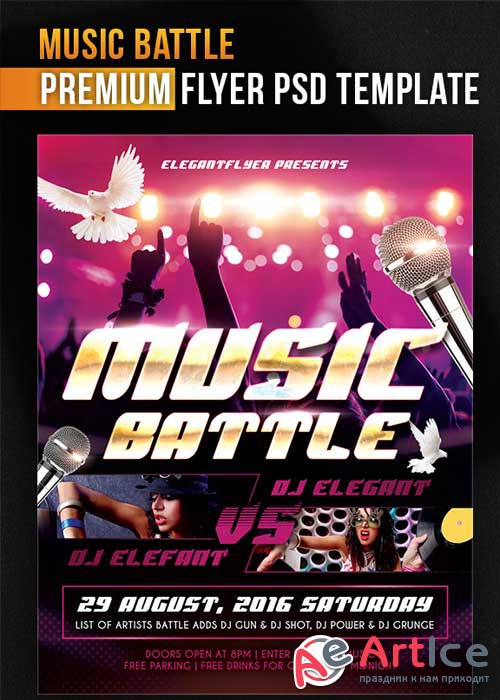 Music Battle V1 Flyer PSD Template + Facebook Cover