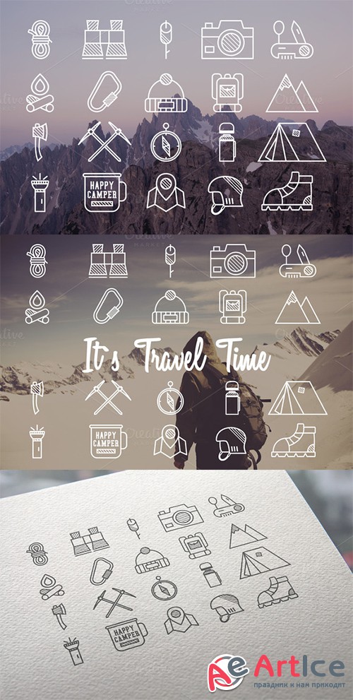 20 Mountain Explorer & Travel Icons - Creativemarket 342561