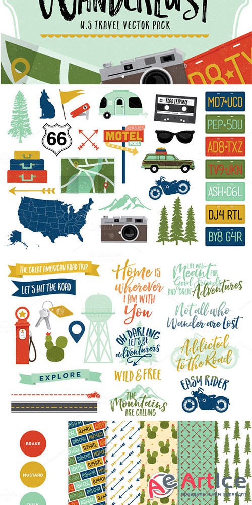 Wanderlust - U.S Travel Vectors - Creativemarket 490765