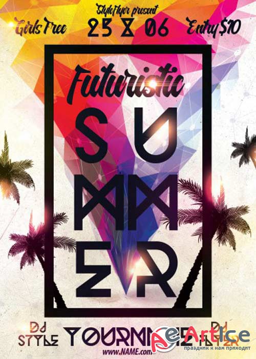 Futuristic Summer PSD Flyer Template