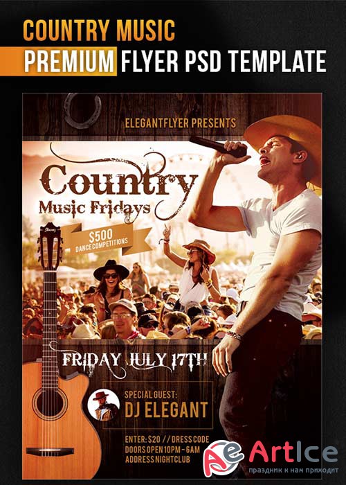 Country Music V1 Flyer PSD Template + Facebook Cover