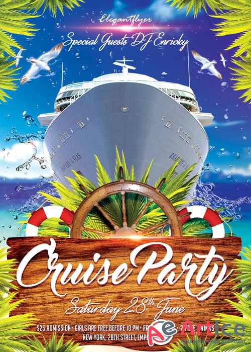 Cruise Party V01 Flyer PSD Template + Facebook Cover